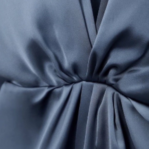 Zara Satin Mini Dress with long sleeves. New with tags XS, light blue - Picture 4 of 14